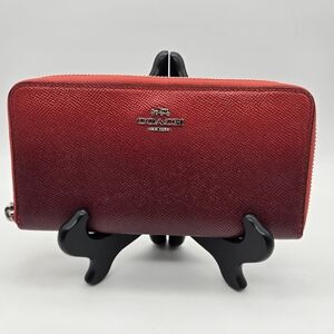 Coach Red Ombre Zip Wallet
